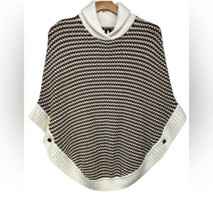 Talbots Black and Cream Knit Poncho